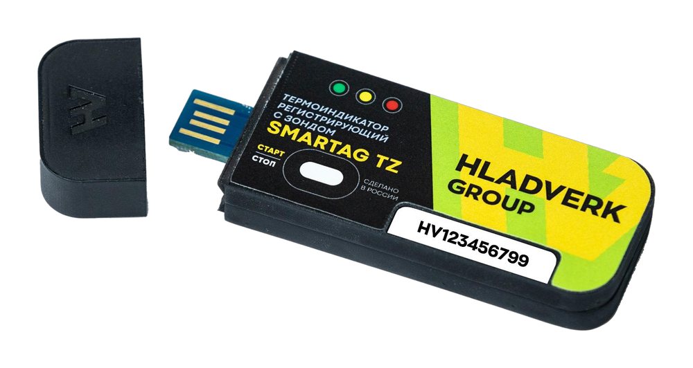 Smartag TZ temperature indicator with USB connector and a connector for the remote probe